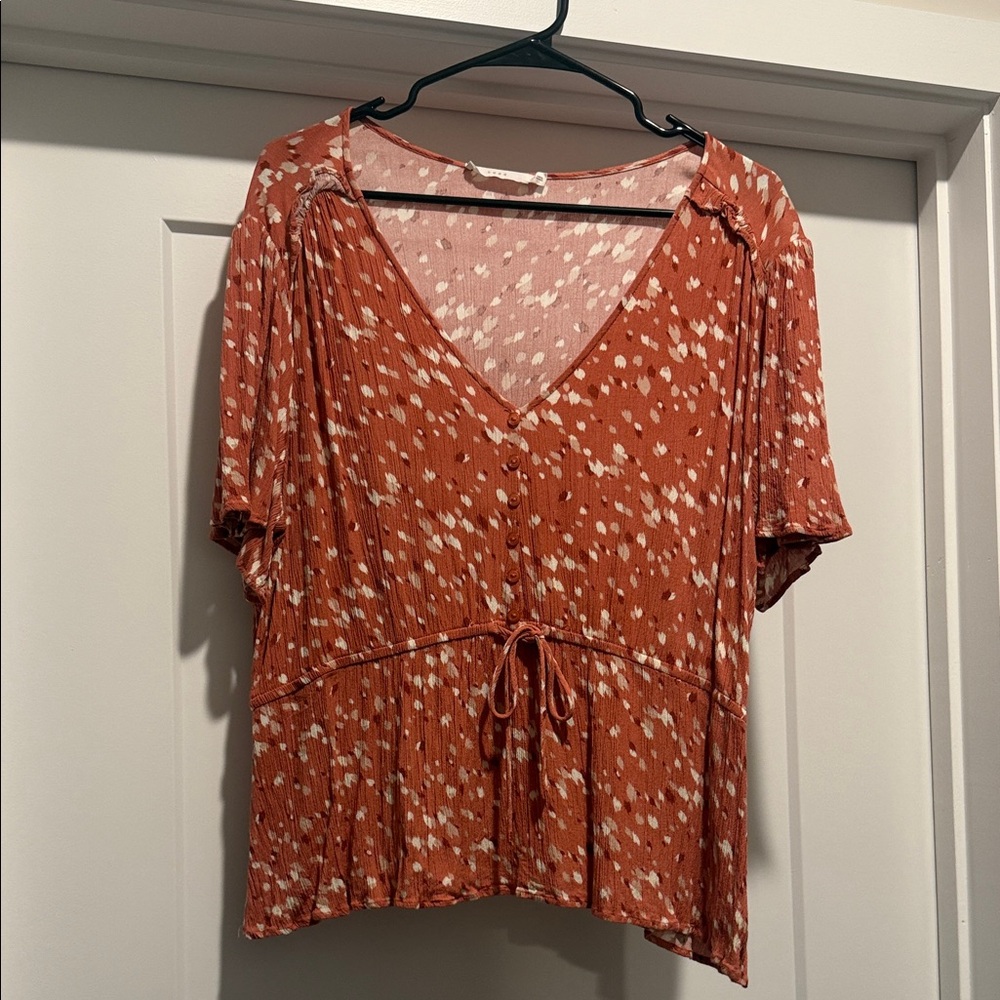 Lush Terracotta Button-Down Blouse